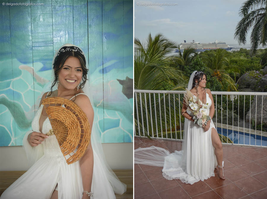 Bride in Fenix Beach, tierrabomba, Cartagena. Delgado Fotógrafos.